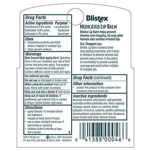 Blistex Medicated Lip Balm SPF 15, 3 Count