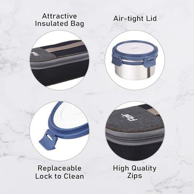 Flair Swift Click Stainless Steel Lunch Box with Bag