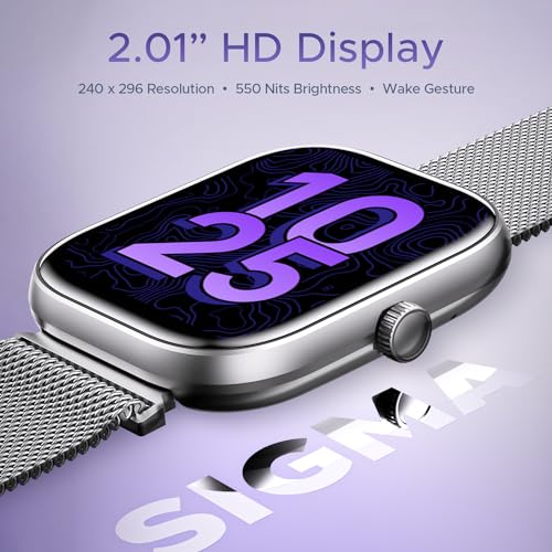 boAt Wave Sigma Smartwatch with 2.01" HD Display,Bluetooth Calling, Coins, DIY Watch Face Studio, 700+ Active Modes, HR&SpO2 Monitoring, Energy and Sleep Scores,IP67(Silver Metal)