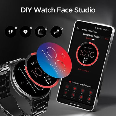 boAt Lunar Orb Smart Watch with 1.45" AMOLED Display, BT Calling, DIY Watch Face Studio, Coins, Crest App Health Ecosystem, Live Cricket&Football Scores, IP67(Steel Black)