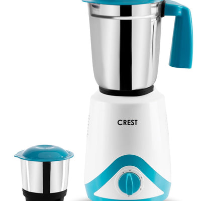 Crest Mixer Grinder for Kitchen - 2 Jars 500 Watt - Mixie with Mini Jar for Chutney & Liquidizing Jar used as Wet Grinder & Blender for Milkshake, Smoothie, Puree -Stainless Steel Blades