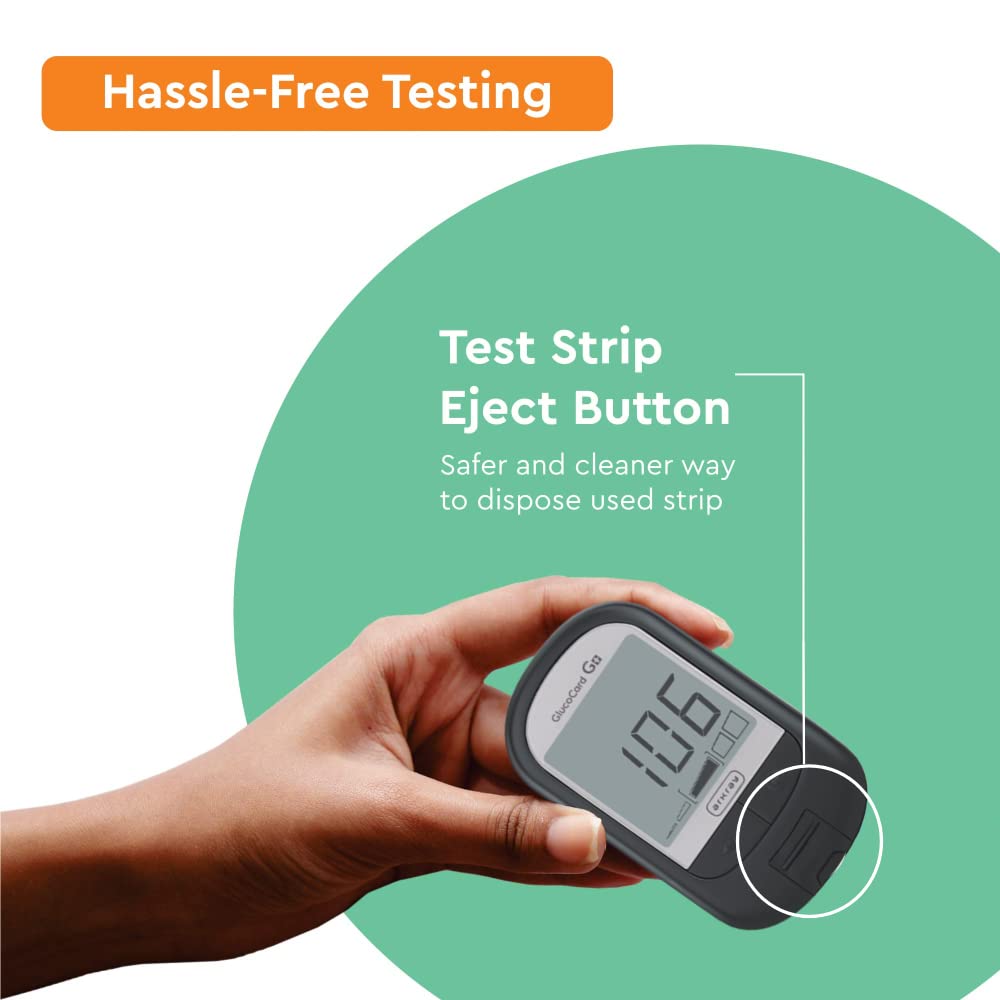 ARKRAY Glucocard G+ Advance glucometer machine | FREE 50 bottlepack Test Strips + 25 Trustlet Lancets + 1 Lancing device | Made in India | Designed with Advanced Japanese Technology