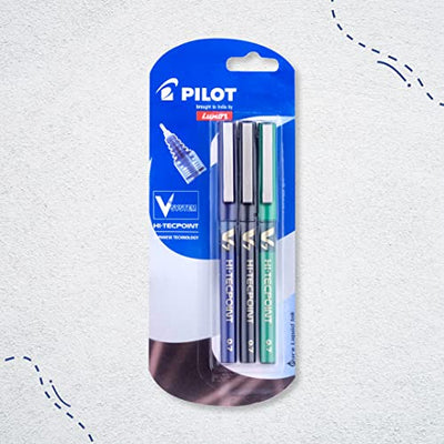 Pilot V7 Liquid Ink Roller Ball Pen (1 Blue + 1 Black + 1 Green),9000014718