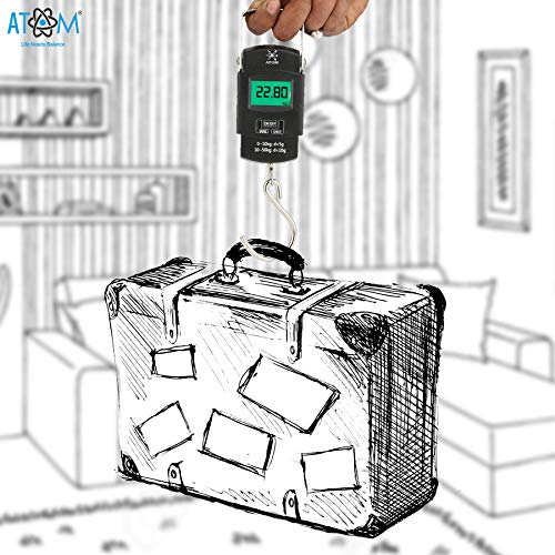 ATOM A 302 Electronic Digital Hanging Stainless Steel Hook Luggage Portable Scale with LCD Display for Industrial Fishing Factory Use Capacity 50Kg