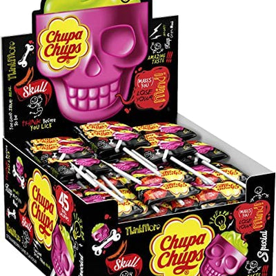 25x Chupa Chups Skull Strawberry Lime Flavored 25 Skull Lolipop - 15g Each