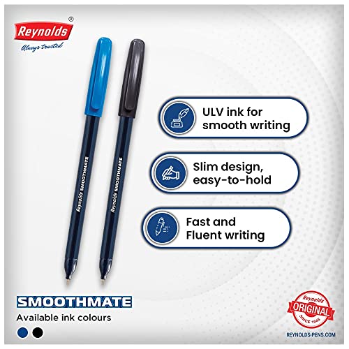 Reynolds Smoothmate 0.7mm Ball Pen - Blue Ink, Pack of 20