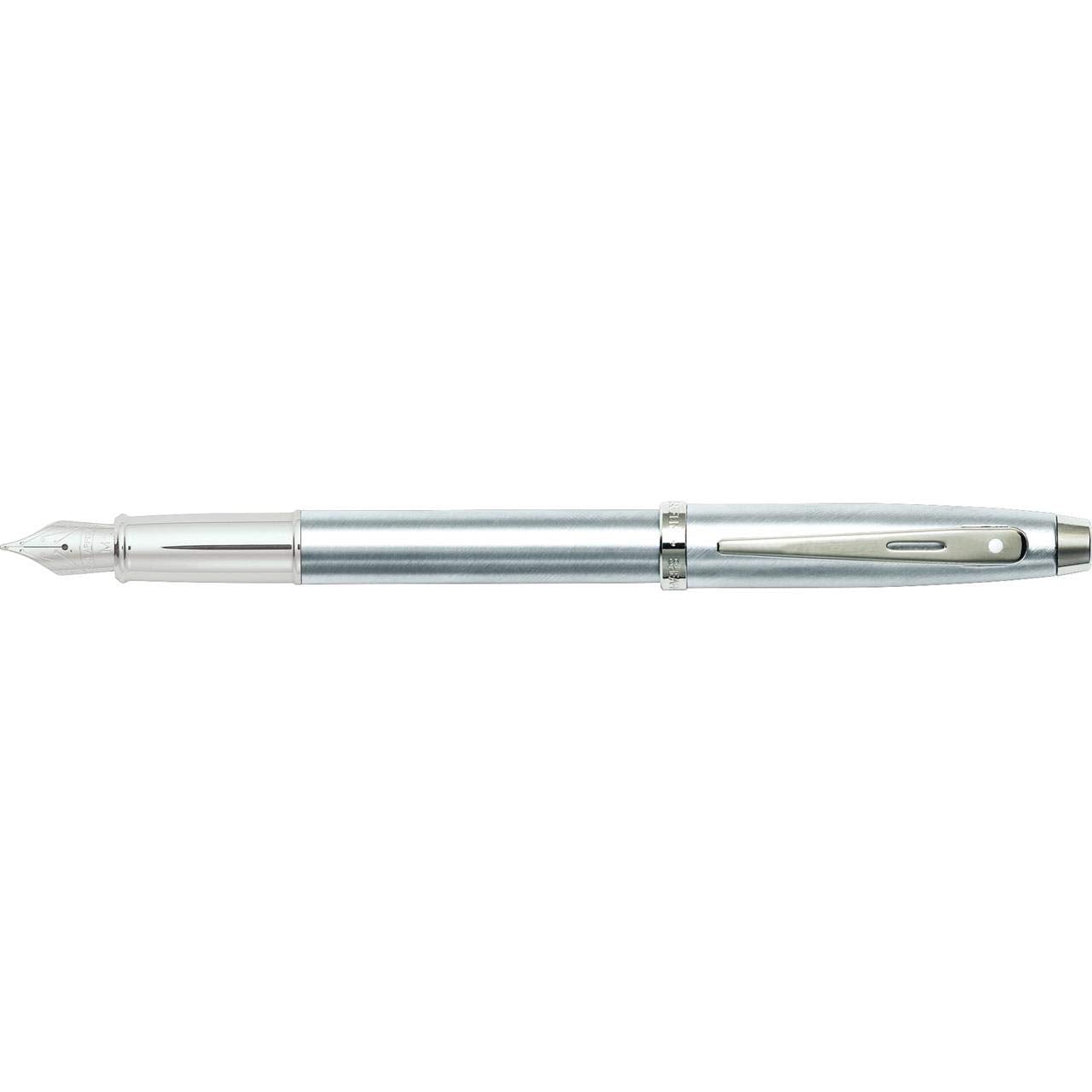 Sheaffer Gift 100 Brushed Chrome Fountain pen with Chrome Trim | Fountain Pen Medium Nib | Pen Set for Gift