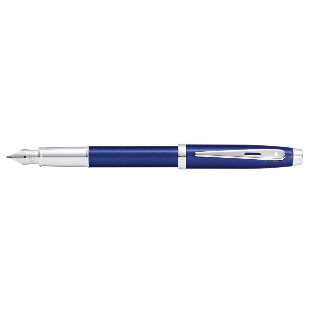 Sheaffer Gift 100 Glossy Blue Fountain pen with Chrome Plated Trim | Fountain Pen Medium Nib | Pen Set for Gift