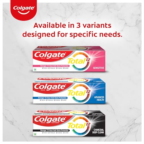 Colgate Total 300gm (2 x 150gm) Advanced Health Antibacterial Toothpaste, Tooth Paste with 12-Hour Anti-Germ Protection, Whole Mouth Health, World's No. 1* Germ-fighting Toothpaste (Combo Pack Offer)
