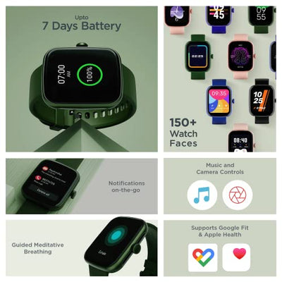 boAt Wave Style Smart Watch with 1.69" Square HD Display, DIY Watch Face Studio, Coins,HR & SpO2 Monitoring,7 Days Battery Life, Crest App Health Ecosystem, Multiple Sports Modes(Olive Green)