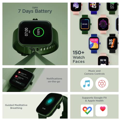boAt Wave Style Smart Watch with 1.69" Square HD Display, DIY Watch Face Studio, Coins,HR & SpO2 Monitoring,7 Days Battery Life, Crest App Health Ecosystem, Multiple Sports Modes(Olive Green)