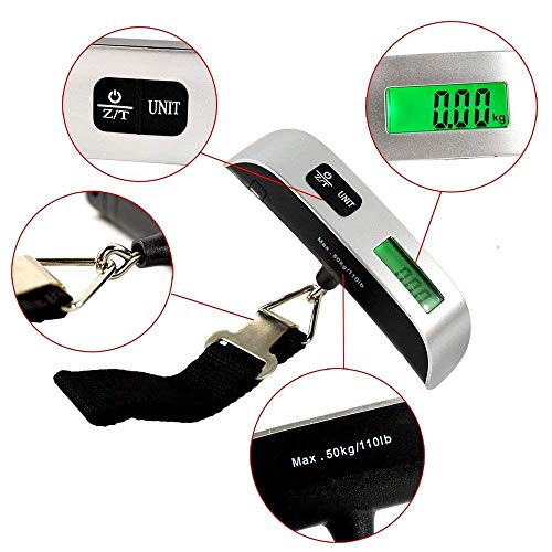 COOFANDY Portable Handy Pocket Smile Mini Electronic Digital Luggage, Hanging Scale with Backlit LCD Display, Travel Weight, Portable Weighing Scale with Hook, Temperature Sensor Battery Included