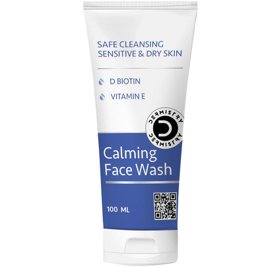 Dermistry Sensitive & Dry Skin Creamy Mild Safe Moisturizing Face Wash Cleanser For Winter & All Seasons, Sulphate Paraben Free, D Biotin Vitamin E, Suits Combination & All Skin Types - Men Women