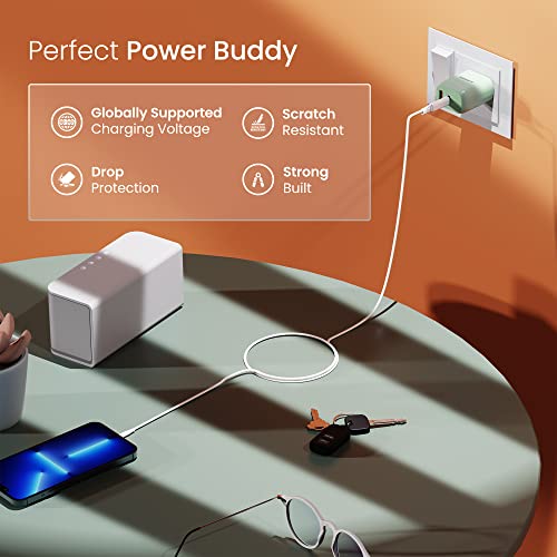 Ambrane 20W Dual Output Fast Charger/Adapter with QC & PD Technology for iPhone, Android & Other Devices, Made in India, Multi-Layers Protection, Compact Size (RAAP H11, Green)