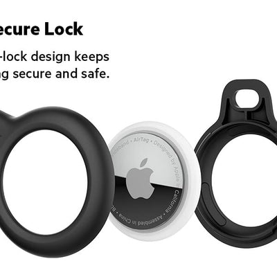 Belkin AirTag Case with Strap, Secure Holder Protective Cover for Air Tag with Scratch Resistance Accessory - Black Colour (F8W974)