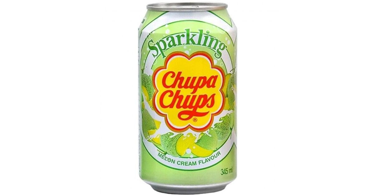 Chupa Chups Sparkling Melon & Cream Soda - Refreshing Twist of Flavor in a 345ml Bottle, Unique Fizz for a Taste Sensation!