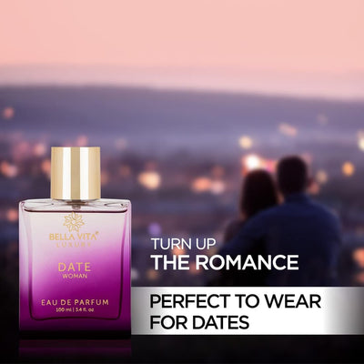Bella Vita Luxury Date Woman Eau De Parfum Perfume with Pink Pepper, Jasmine & Vanilla|Premium, Long Lasting Floral & Fruity Fragrance for Women 100ML