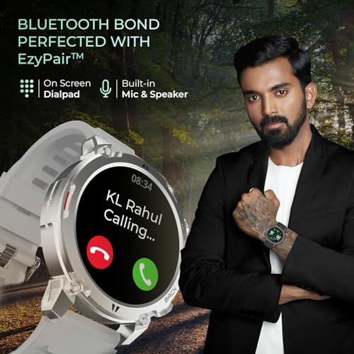 beatXP Terra 1.36” HD Display Bluetooth Calling Rugged Smart Watch, Metal Body, Functional Crown, 366 * 366px, 500 nits, 60Hz Refresh Rate, Always On Display (Iced Silver)