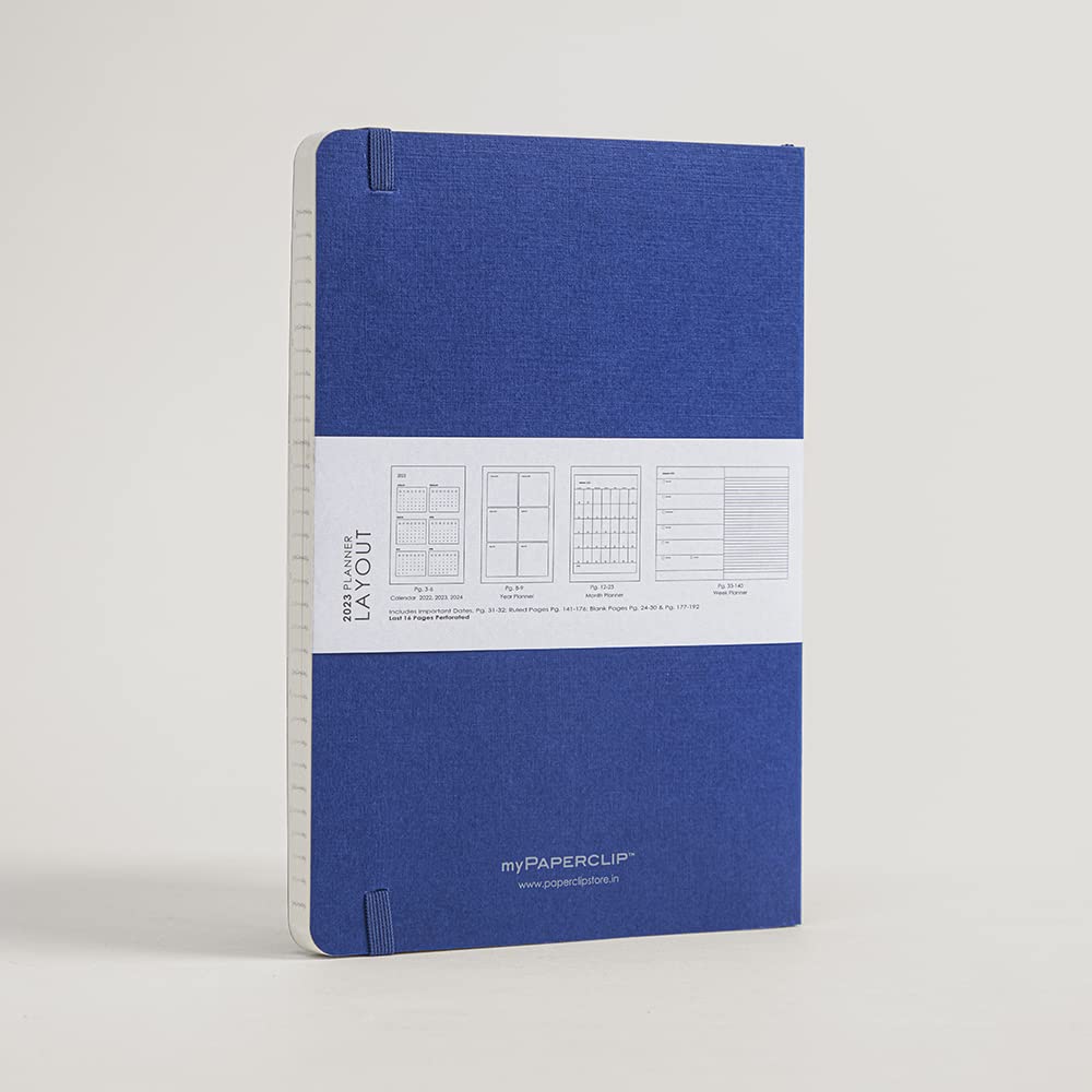 Mypaperclip 2023 Weekly Planner, Section Thread Bound, Hand Drawn Paper Back , A5 (148 X 210 Mm, 5 X 8.27 In), 2023-Weekly_Planner-D1_Blueberry