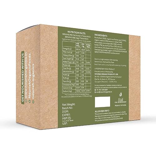 Nourish Organics Almond Buckwheat Cookies, 120gm Pack High in Protein | Vegan | Gluten-Free | No Refined Sugar | Clean Label