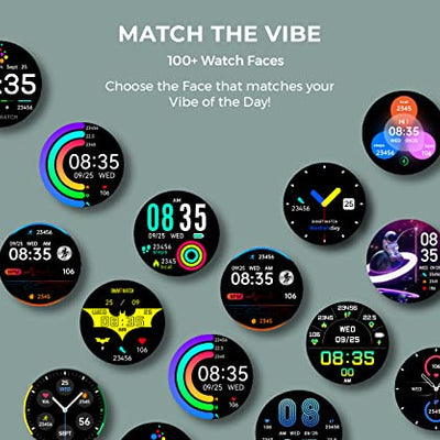 beatXP Vega 1.43" (3.6 cm) Super AMOLED Display, One-Tap Bluetooth Calling Smart Watch, 1000 Nits Brightness, Fast Charging, 24 * 7 Health Monitoring (Electric Black)