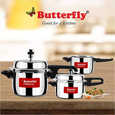 Butterfly Cordial 2L, 3L & 5L Stainless Steel Outer Lid Pressure Cooker (Indian Plug)