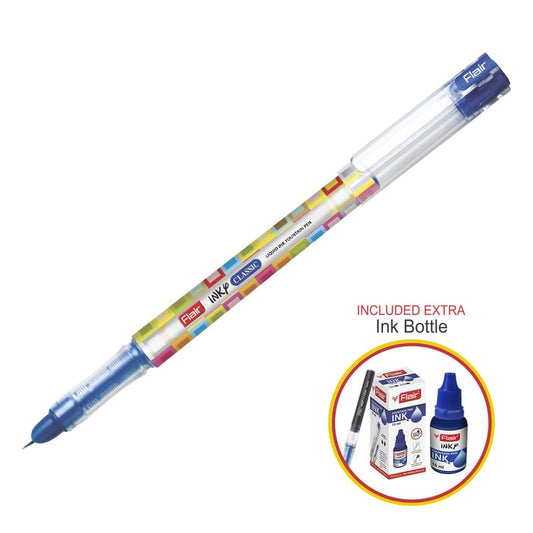 Flair Inky Series Classic Liquid Ink Fountain Pen Blister Pack - Blue Ink