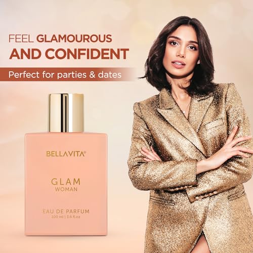 Bella Vita Luxury GLAM Woman Eau De Parfum with African Orange, Jasmine & Patchouli|Premium, Long Lasting Floral & Woody Fragrance EDP for Women 100ML
