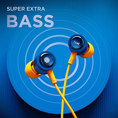 boAt Bassheads 152 Sunburn Edition in Ear Wired Earphones with Mic(Jazzy Blue)