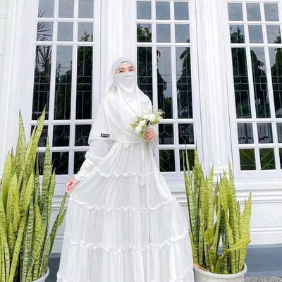 BURAQUE DESIGNER Nida fabric Free Size Muslim Burqa/Abaya & Burkha Dress for Muslim women and Girl's (M02-White-Burkha)