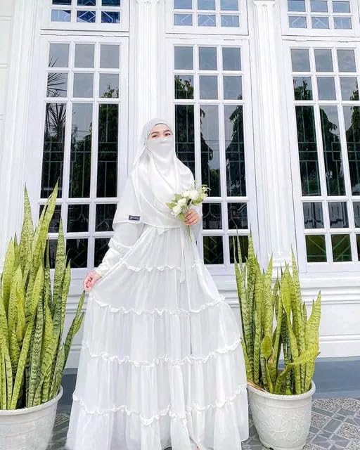 BURAQUE DESIGNER Nida fabric Free Size Muslim Burqa/Abaya & Burkha Dress for Muslim women and Girl's (M02-White-Burkha)