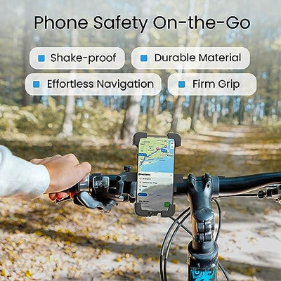 Ambrane Mobile Phone Holder Stand for Bikes, Autos, 360° Rotation, One-Click Locking, Anti-Shaking Design, Securely Holds 5.2" to 6.7" Phones, Perfect for GPS Navigation (MotoGrip)