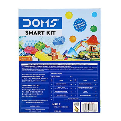 Doms Smart Kit | Comes with Transparent Zipper Bag | Perfect Value Pack | Kit for School Essentials | Gifting Range for Kids | Combination of 12 Stationery Items