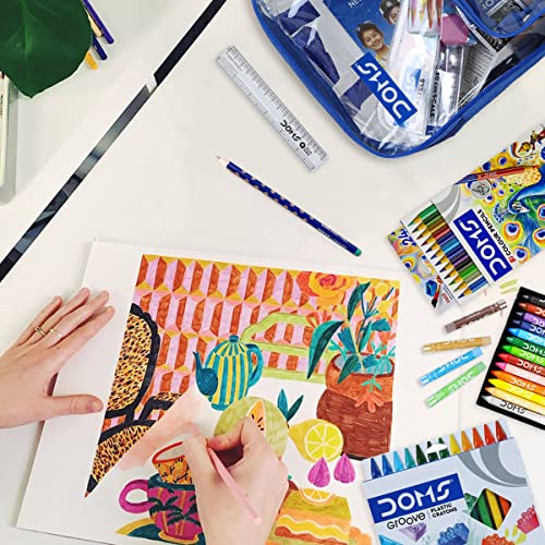 Doms Smart Kit | Comes with Transparent Zipper Bag | Perfect Value Pack | Kit for School Essentials | Gifting Range for Kids | Combination of 12 Stationery Items