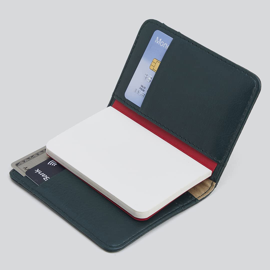 Mypaperclip Card Holder Wallet, Classic Edition, Pocket Size Made Of Italian Vegan Leather - Chw_Mini-Green