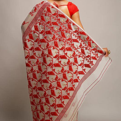 BENGAL HANDLOOM Women's Cotton Silk Exclusive Allover Soft Mod1 Jamdani Sarees, Multi