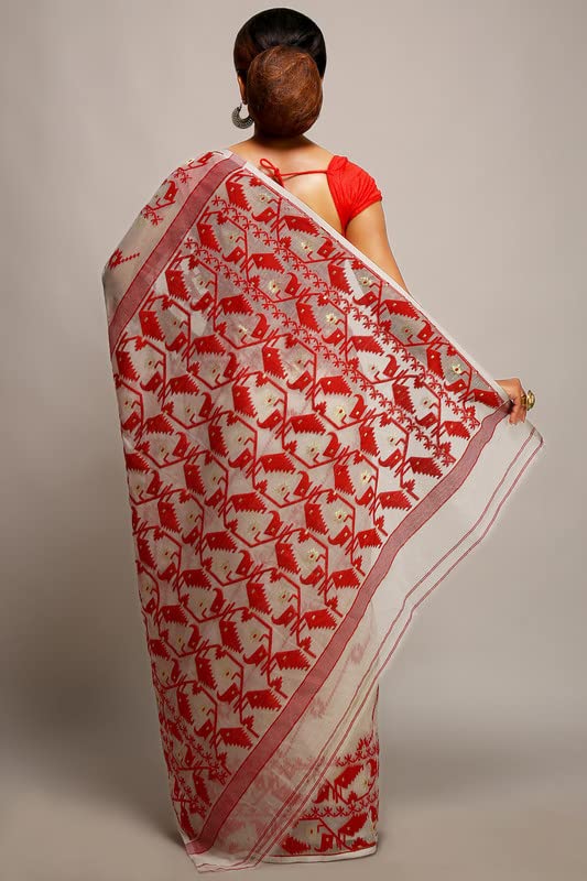 BENGAL HANDLOOM Women's Cotton Silk Exclusive Allover Soft Mod1 Jamdani Sarees, Multi