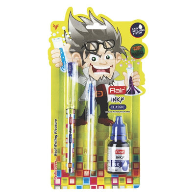 Flair Inky Series Classic Liquid Ink Fountain Pen Blister Pack - Blue Ink