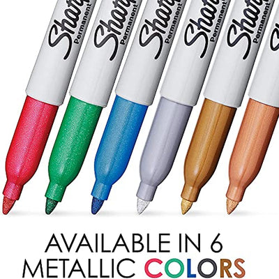 Sharpie Fine Tip Permanent Markers, Metallic, Assorted, 3 Markers