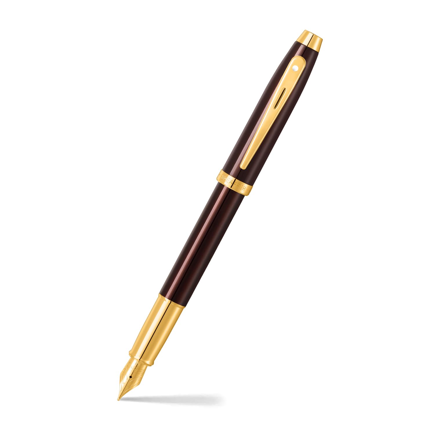 Sheaffer Gift 100 9370 Fountain Pen Glossy Coffee Brown with PVD Gold tone Trim | Fountain Pen Medium Nib | Premium Pen Gift Set