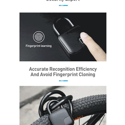 Arcnics® - Rugged Smart Fingerprint Padlock, Bluetooth Enabled Rechargeable Padlock, 10 Fingerprints Support, Keyless/Passwordless Access, Waterproof (IP65), Works with Smart Life (Black)