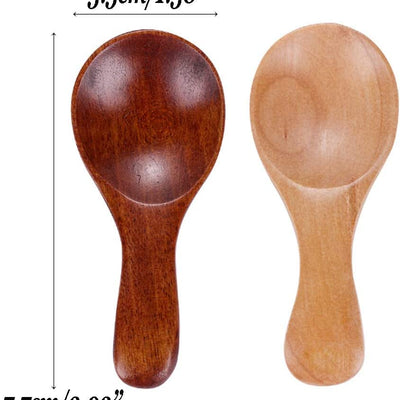 Craftland Wooden Spice/Masal Small Spoon for Tea Coffee Sugar Condimants & Small Containers/Jar (Set of 6 (Brown)),7.7 centimeter