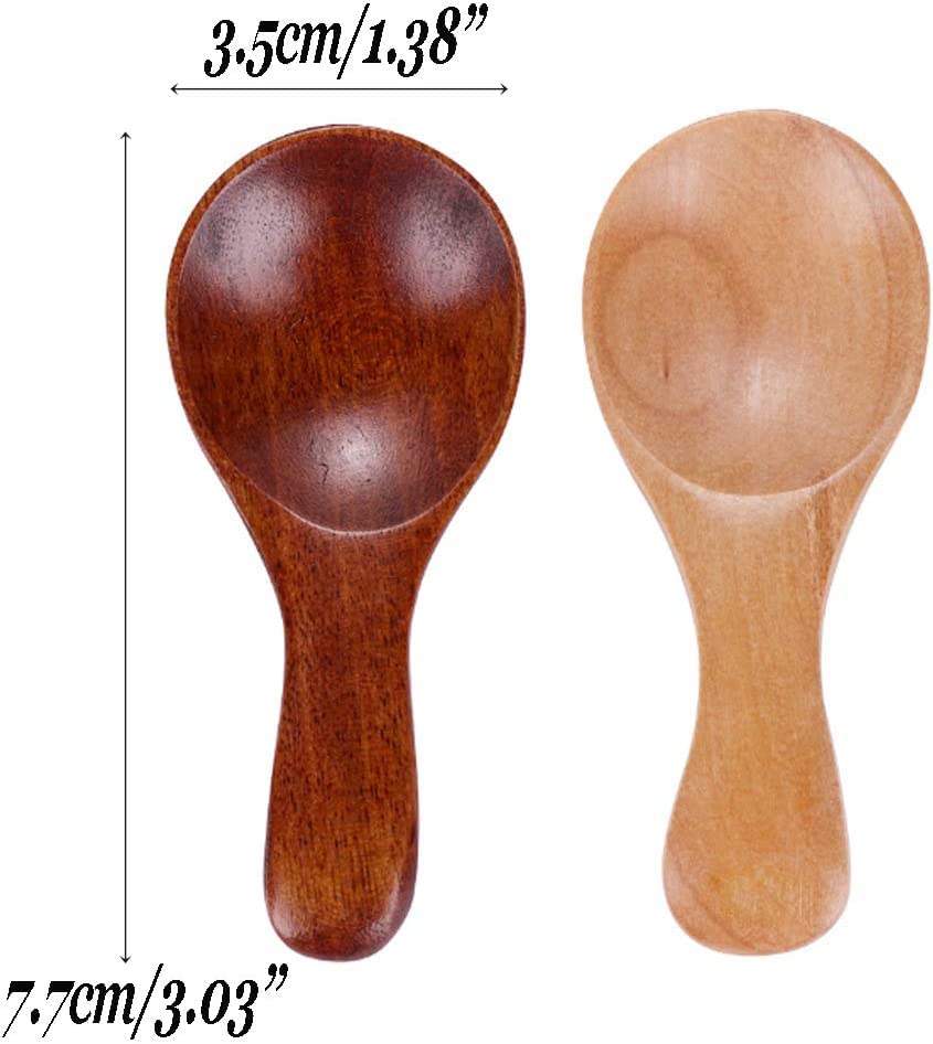 Craftland Wooden Spice/Masal Small Spoon for Tea Coffee Sugar Condimants & Small Containers/Jar (Set of 6 (Brown)),7.7 centimeter