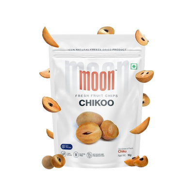 Moon Freeze Dried Chikoo | Healthy Chikoo Snack | 100% Natural, Vegan, No Preservatives, No Added Sugar | 16Gm | Pack of 01