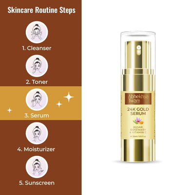 Abhekhya Twam Gold Serum for Radiant, Bright Youthful Skin with Anti Aging formula, Luminous Primer for Face Makeup 30 ml