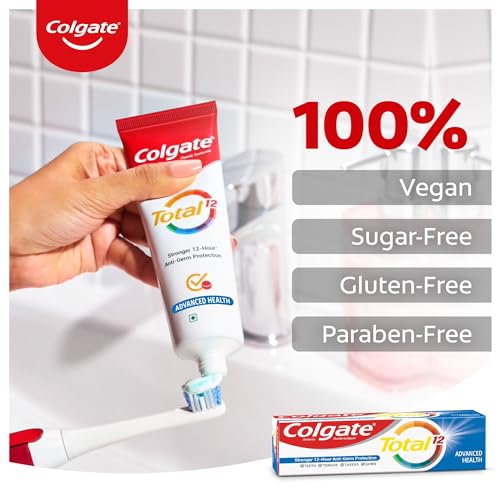 Colgate Total 300gm (2 x 150gm) Advanced Health Antibacterial Toothpaste, Tooth Paste with 12-Hour Anti-Germ Protection, Whole Mouth Health, World's No. 1* Germ-fighting Toothpaste (Combo Pack Offer)