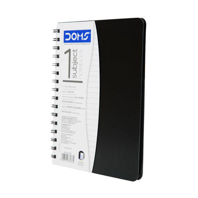 Doms 1 Subject Poly Cover Wiro Notebook | 70 GSM, Single Line, 160 Pages | 21.6 x 14 CM | The Book is Sturdy & Long Lasting | Pack Of 1