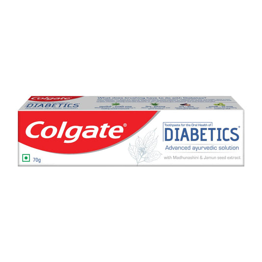 Colgate Toothpaste for the oral health of Diabetics, 70gm, Sugar Free Ayurvedic Toothpaste with Madhunashini and Jamun Seed Extracts, Fights Infection causing Bacteria and prevents gum infection