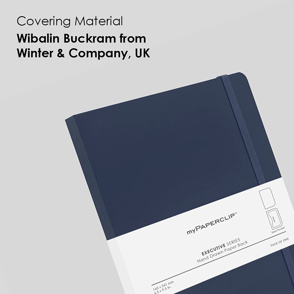 Mypaperclip Executive Series Notebook, Large (165 X 241 Mm, 6.5 X 9.5 In.) Plain, Esx192L-P Blue