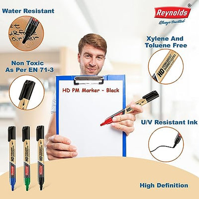 Reynolds HD permanent marker - Black Ink, Pack of 5